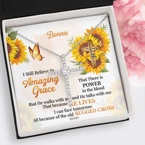 I Still Believe In Amazing Grace - Beautiful Personalized CZ Cross CZ12