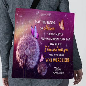 Personalized Memorial Tote Bag - Wish That You Were Here NUM397