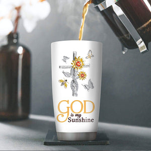 God Is My Sunshine - Classic Personalized Sunflower And Cross Stainless Steel Tumbler 20oz HM205