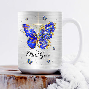 God Says You Are Precious - Elegant Personalized Butterfly  White Ceramic Mug NUA153
