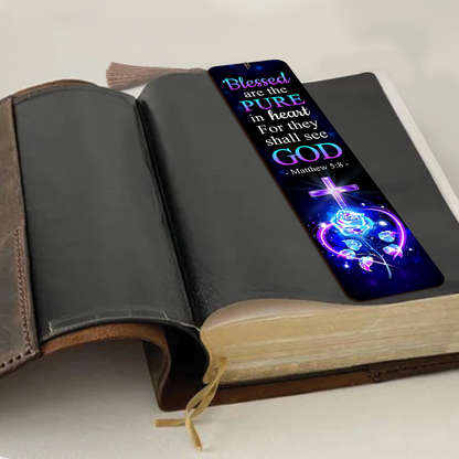 Adorable Personalized Wooden Bookmarks - Blessed Are The Pure In Heart MH03