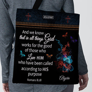 Unique Personalized Christian Tote Bag - We Know That In All Things God Works NUM431