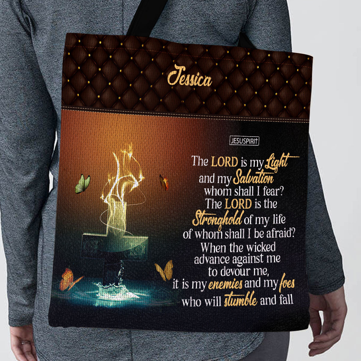 Personalized Christian Tote Bag - The Lord Is My Light And My Salvation NUM481