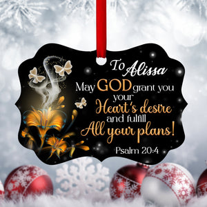 Special Personalized Flower And Butterfly Aluminium Ornament - May God Grant You Your Heart’s Desire NM105