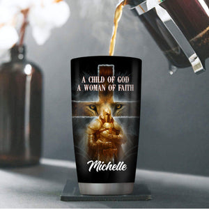 A Child of God - Unique Personalized Lion And Cross Stainless Steel Tumbler 20oz NUH216