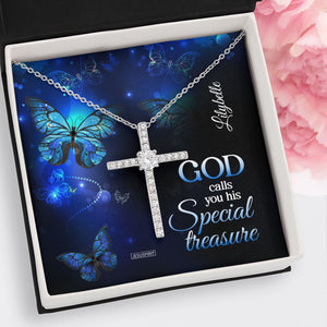 Beautiful Personalized CZ Cross - God Calls You His Special Treasure CZ21