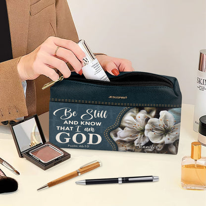 Jesuspirit | Be Still And Know That I Am God | Psalm 46:10 | Personalized Leather Pouch With Zipper | Gift For Worship Member NUHN362