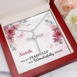 Beautiful Personalized CZ Cross - You Are Fearfully And Wonderfully Made CZ18