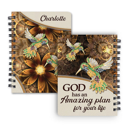 Special Personalized Flower Spiral Journal - God Has An Amazing Plan For Your Life NUH276