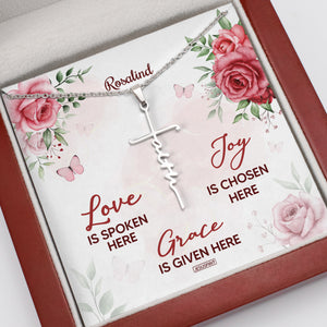 Beautiful Personalized Faith Cross Necklace - Love Is Spoken Here FC16