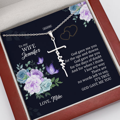 God Gave Me You - Sweet Personalized Faith Cross Necklace NUH417