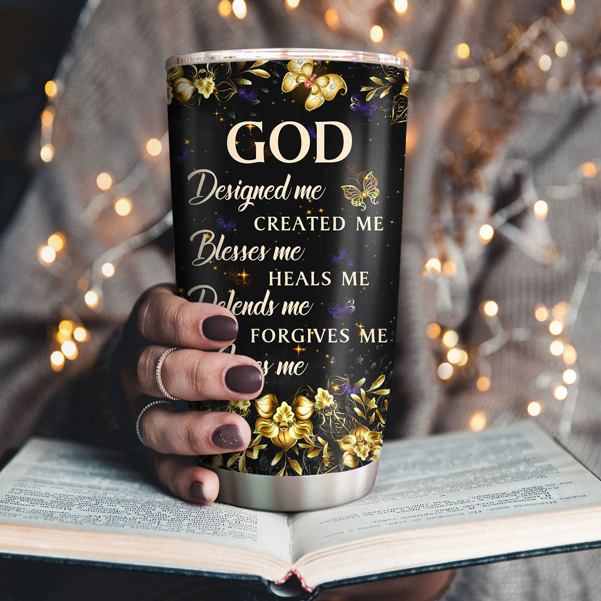 Beautiful Personalized Cross Stainless Steel Tumbler 20oz - God Designed Me AM268