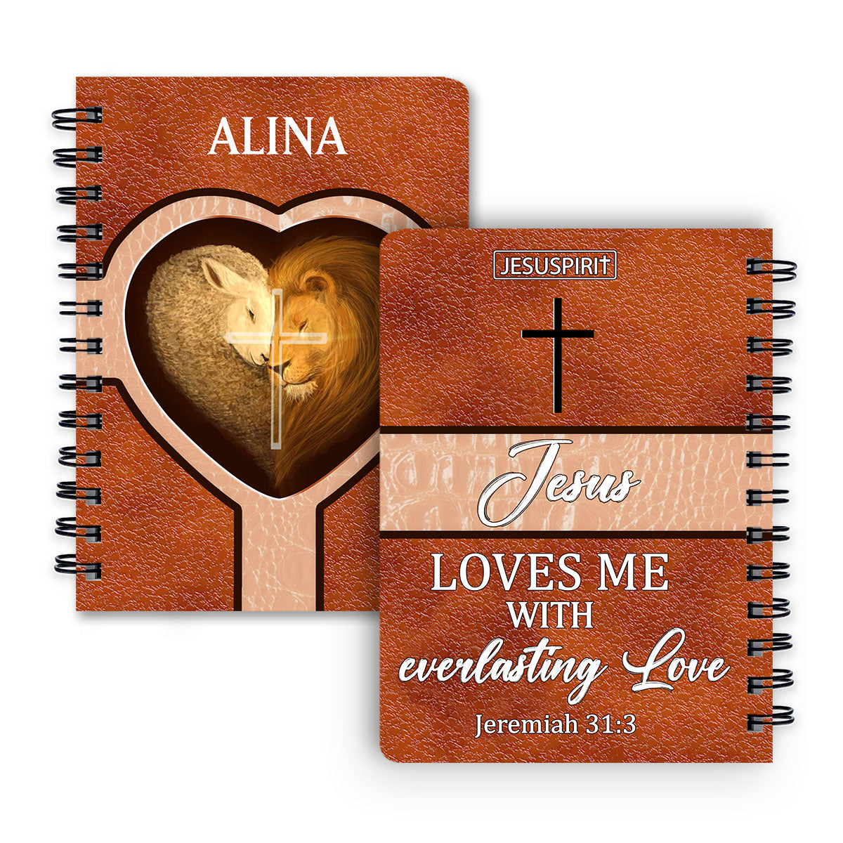 Jesus Loves Me With Everlasting Love - Beautiful Personalized Spiral Journal HIM318