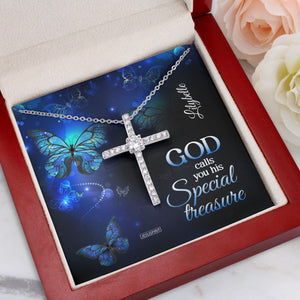 Beautiful Personalized CZ Cross - God Calls You His Special Treasure CZ21
