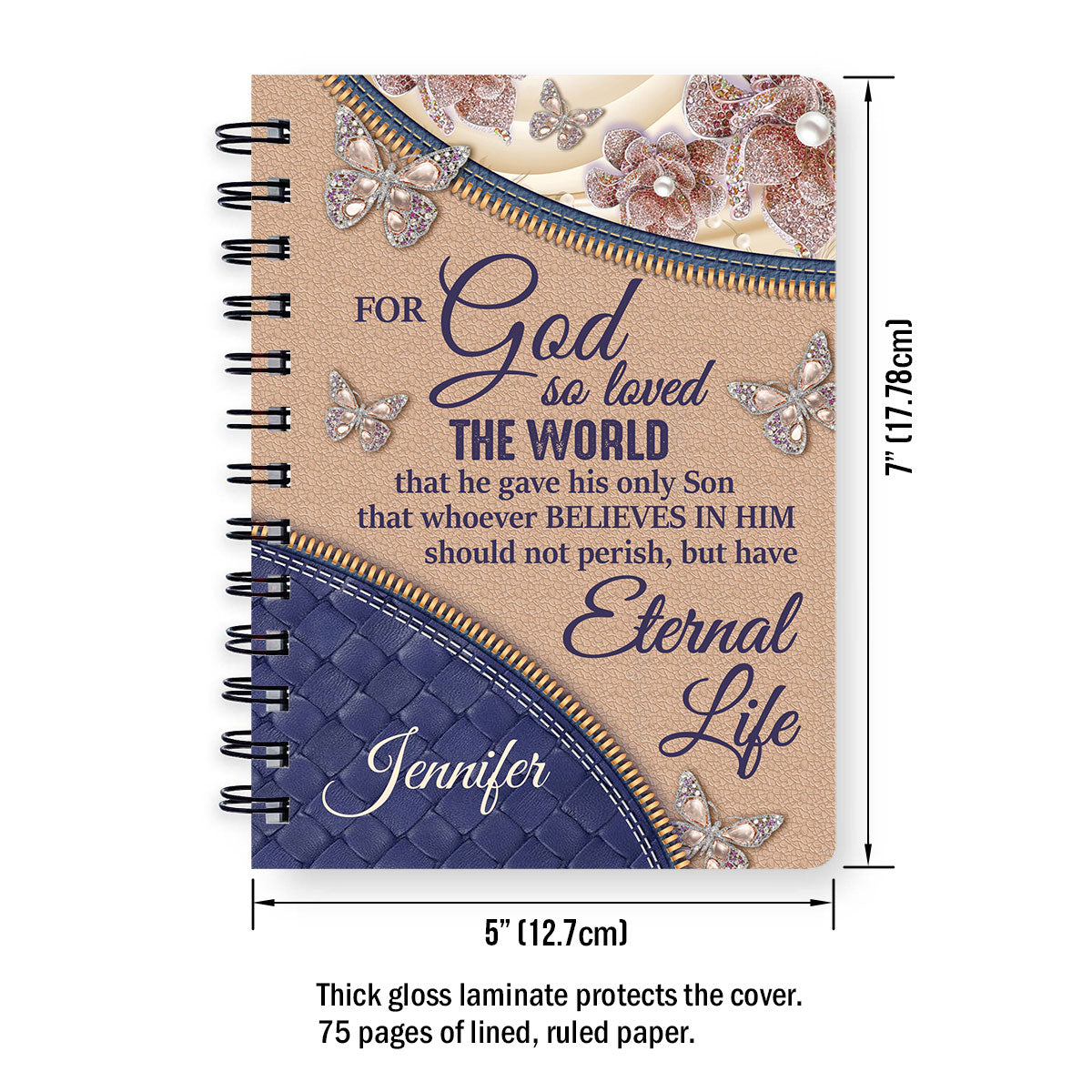 For God So Loved The World - Personalized Flower Spiral Journal NUH285