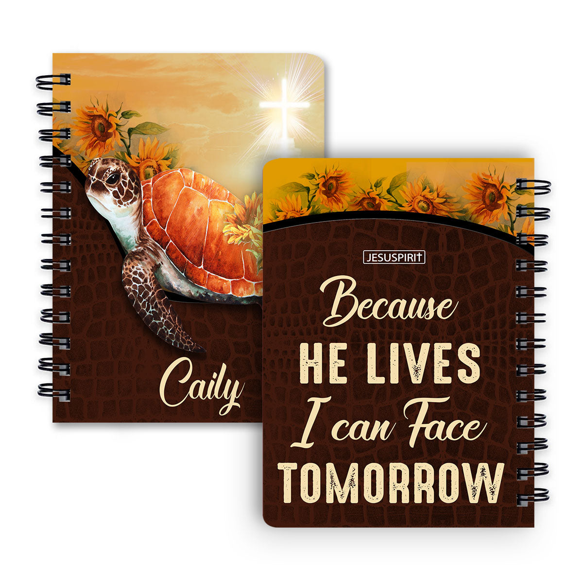 Meaningful Personalized Spiral Journal - Because He Lives, I Can Face Tomorrow M09