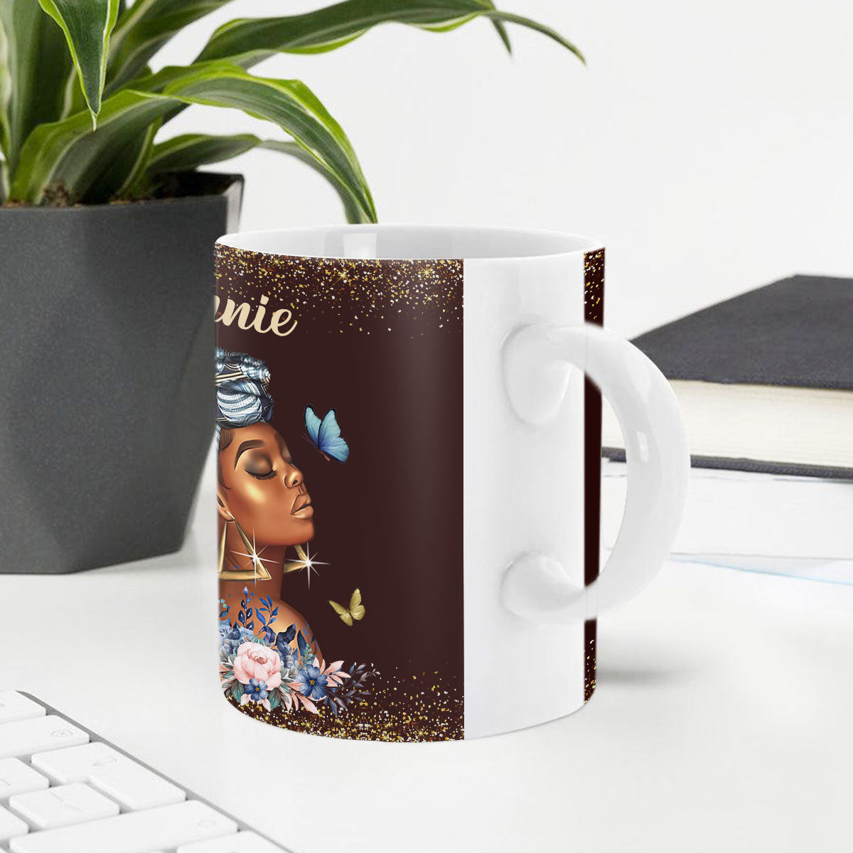 Special Personalized White Ceramic Mug - She Who Kneels Before God Can Stand Before Anyone NUM484