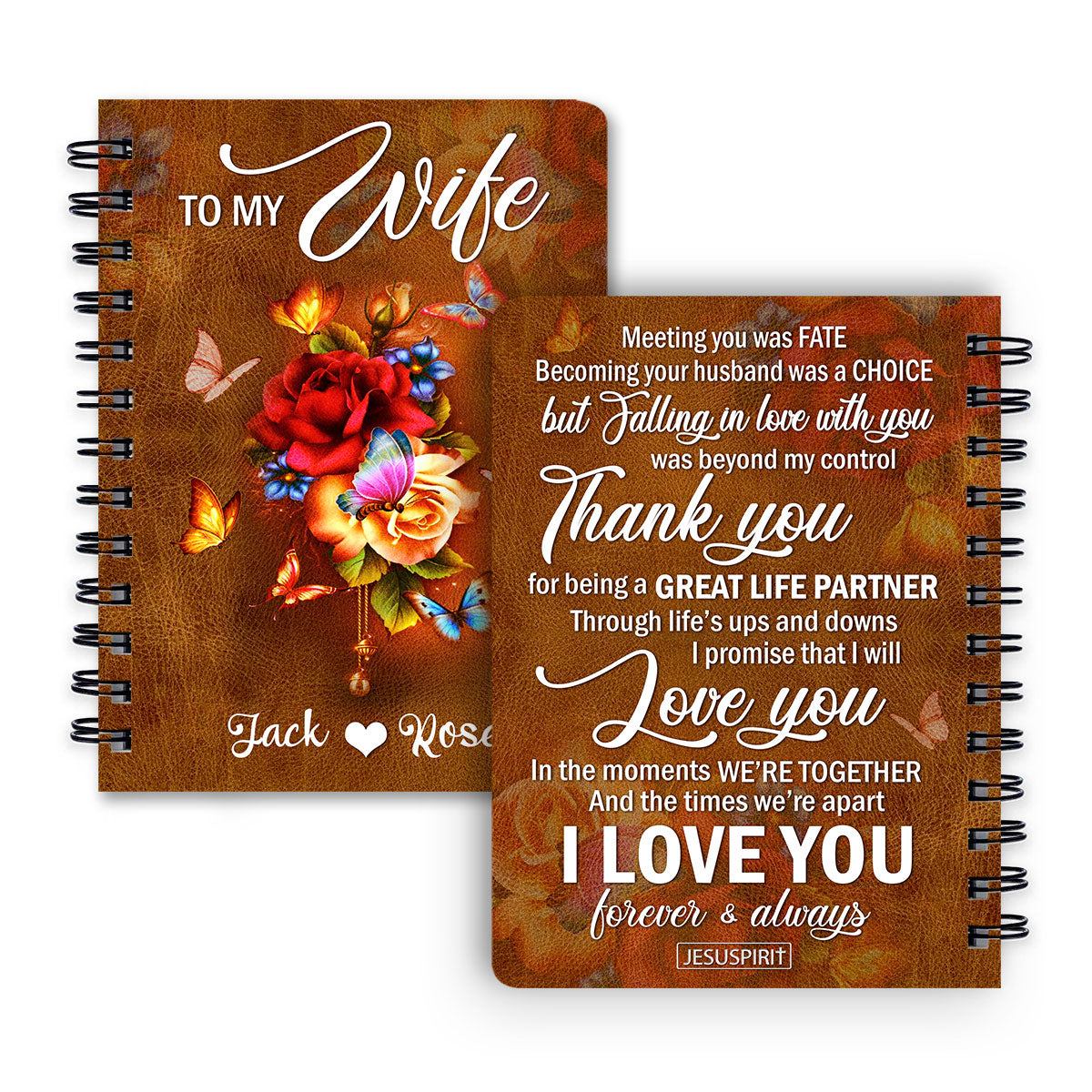 Gorgeous Personalized Rose Spiral Journal - Meeting You Was  Fate NUH268