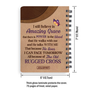 I Still Believe In Amazing Grace - Lovely Personalized Floral Cross Spiral Journal NUH269