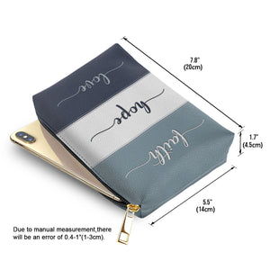 Jesuspirit | Faith Hope Love | Zippered Leather Pouch | Religious Gift For Worship Friends LPH759