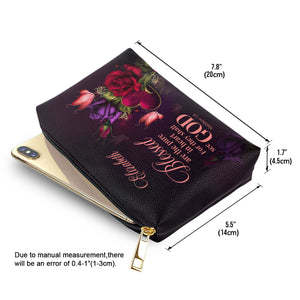 Jesuspirit | Personalized Butterfly And Rose Leather Pouch | Worship Gift For Women's Ministry | Matthew 5:8 | Blessed Are The Pure In Heart NUH472
