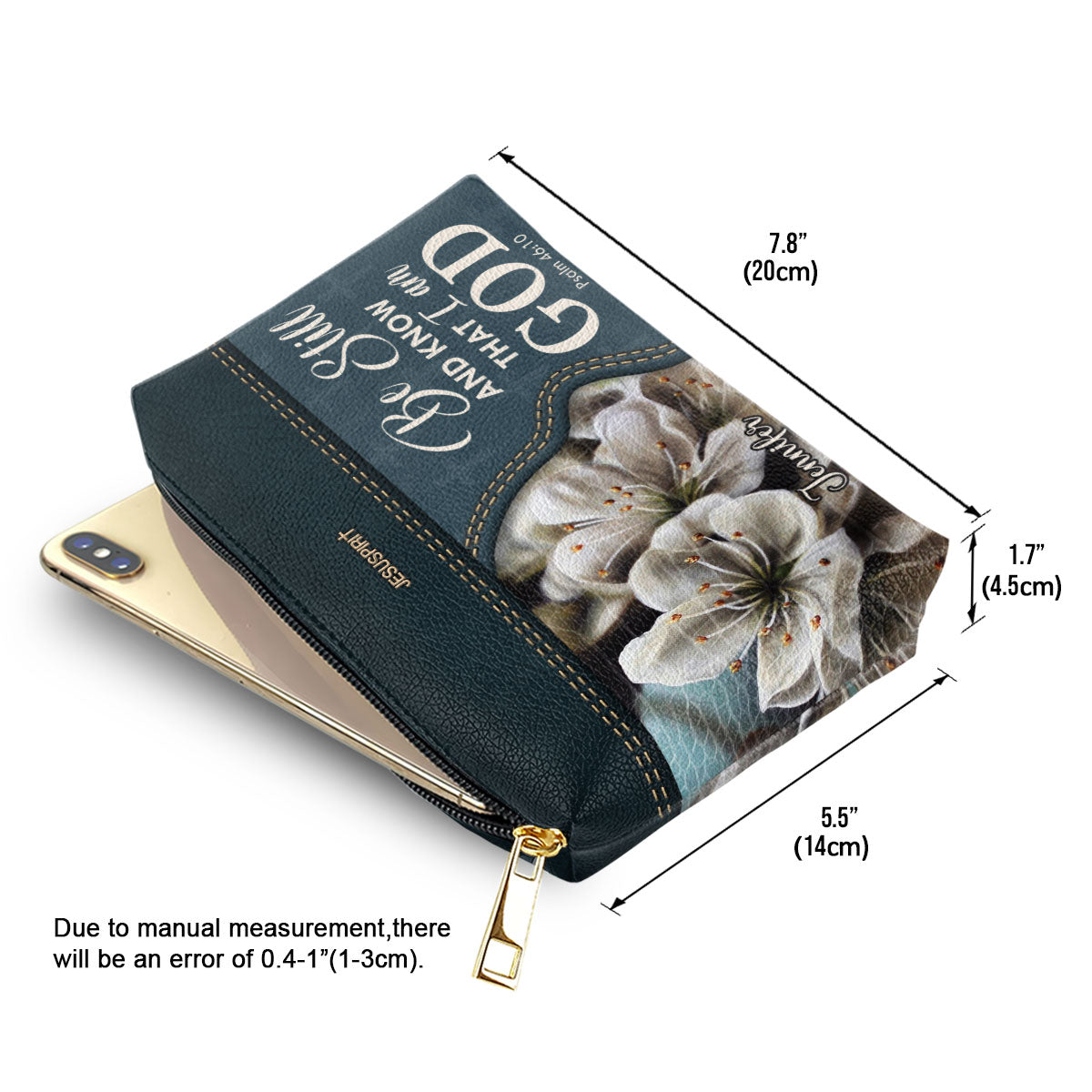 Jesuspirit | Be Still And Know That I Am God | Psalm 46:10 | Personalized Leather Pouch With Zipper | Gift For Worship Member NUHN362