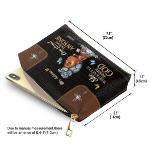 Jesuspirit | She Who Kneels Before God Can Stand Before Anyone | Worship Gift For Friends | Personalized Leather Pouch NUM484