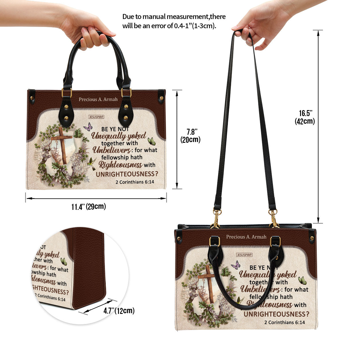 Be Ye Not Unequally Yoked Together With Unbelievers - Special Personalized Leather Handbag NUM488