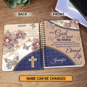 For God So Loved The World - Personalized Flower Spiral Journal NUH285