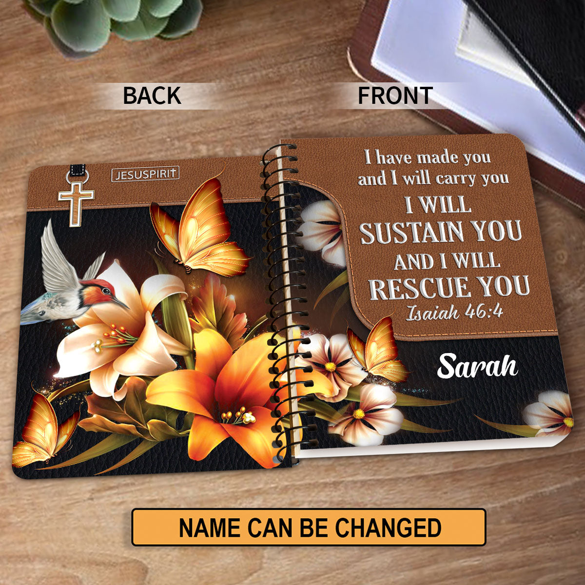 Beautiful Personalized Flower Spiral Journal - I Have Made You And I Will Carry You NUH294