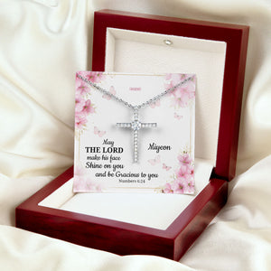May The Lord Make His Face Shined On You - Awesome Personalized CZ Cross CZ19