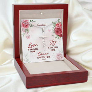 Beautiful Personalized Faith Cross Necklace - Love Is Spoken Here FC16