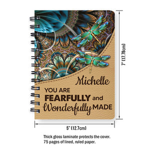 Personalized Dragonfly Spiral Journal - You Are Fearfully And Wonderfully Made NUH271