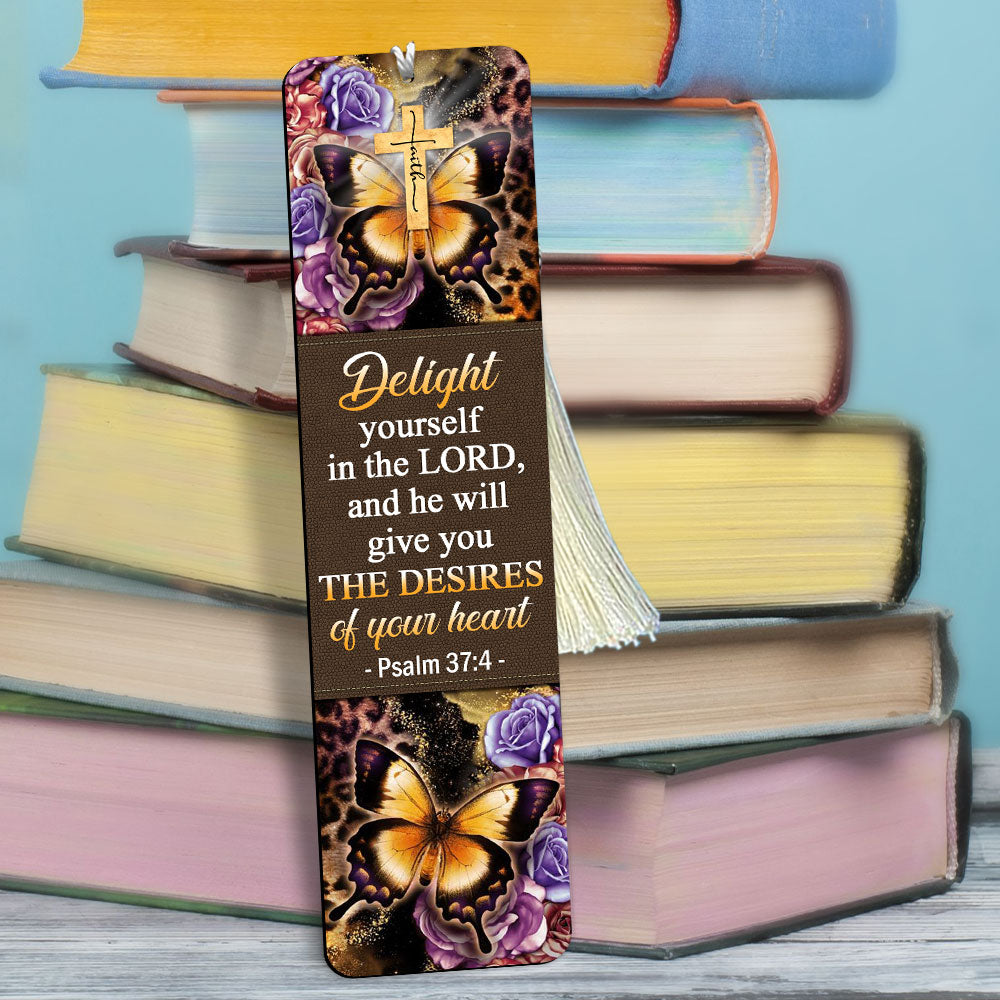 Delight Yourself In The Lord - Lovely Personalized Wooden Bookmarks MH23