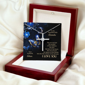 Sweet Personalized CZ Cross For Wife - You Are The Beat Of My Heart NUH422