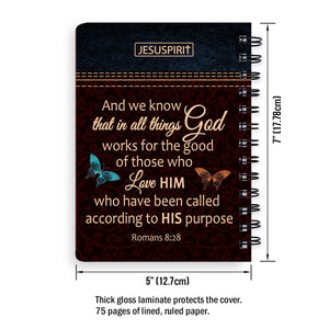 Lovely Personalized Spiral Journal - We Know That In All Things God Works NUM431