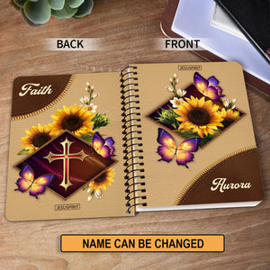 Lovely Personalized Sunflower And Butterfly Spiral Journal I04