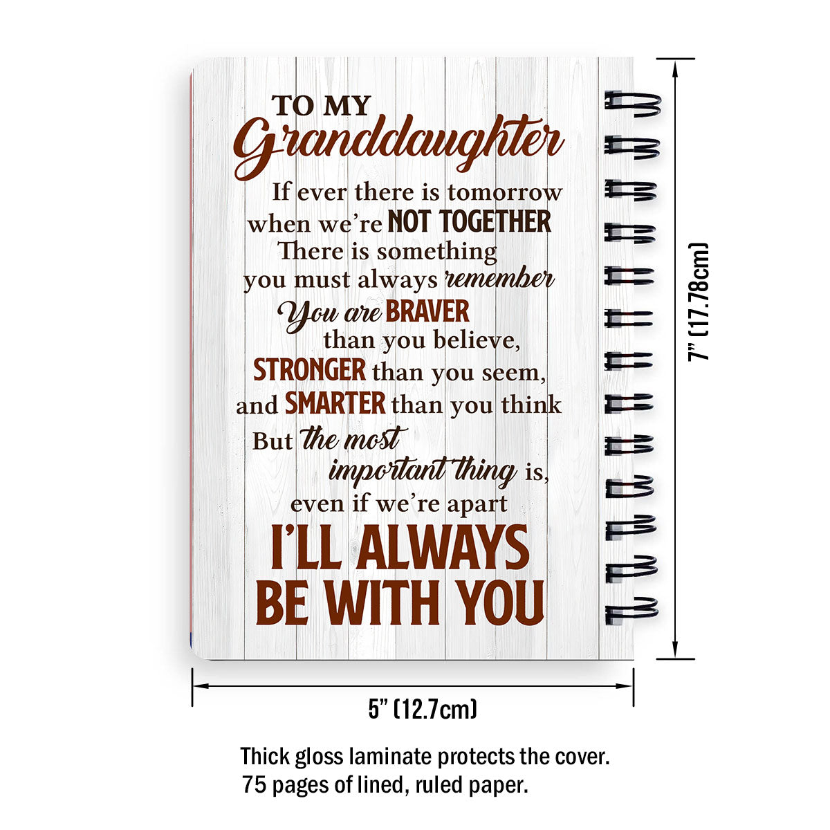 Special Personalized Spiral Journal For Grandchildren - I‘ll Always Be With You NUA220