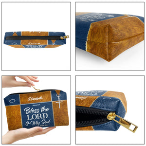 Jesuspirit Personalized Zippered Leather Pouch | Psalm 103:1 | Bless The Lord O My Soul | Religious Gift For Worship Friend LPHN675