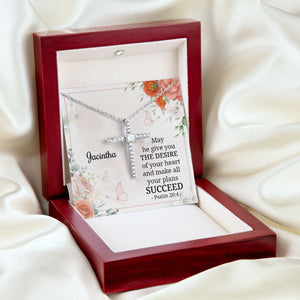 May He Give You The Desire Of Your Heart - Beautiful Personalized CZ Cross CZ20