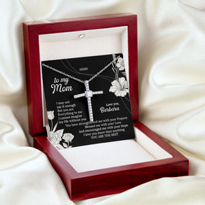 Beautiful Personalized CZ Cross For Mom - I Love You More Than Anything NUH408