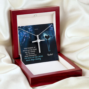 Special Personalized CZ Cross - The Man On The Cross Never Stops Loving CZ15