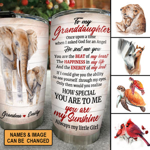 You Are My Sunshine - Personalized Stainless Steel Tumbler 20oz For Granddaughter NUH217