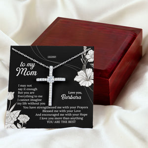 Beautiful Personalized CZ Cross For Mom - I Love You More Than Anything NUH408
