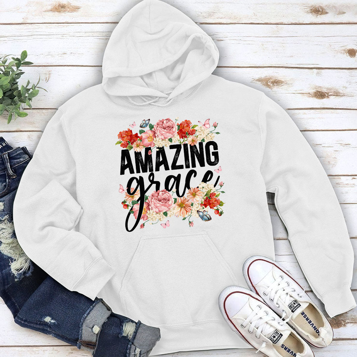 Pretty Flower Christian Unisex Hoodie - Amazing Grace HAP14