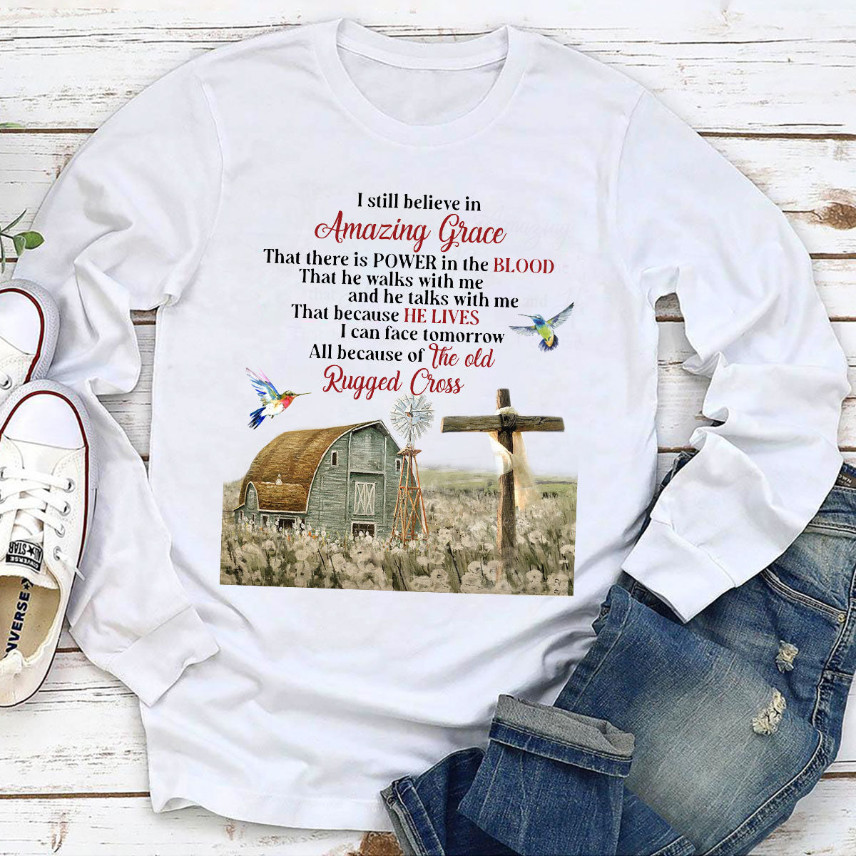 Amazing Grace - Simple Christian Unisex Long Sleeve NUHN145