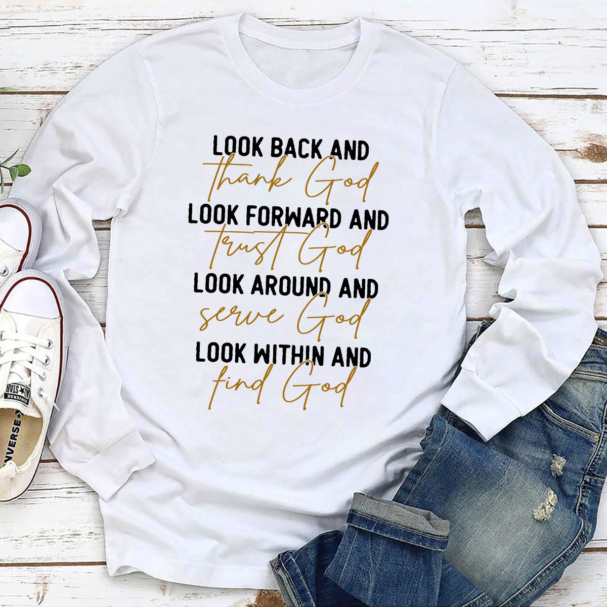 Look Forward And Trust God - Simple Christian Unisex Long Sleeve HAP05