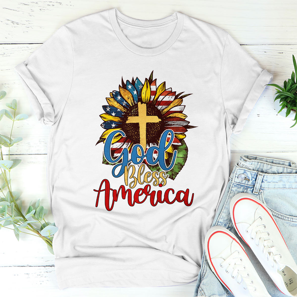 Classic Christian Unisex T-shirt - God Bless America A1